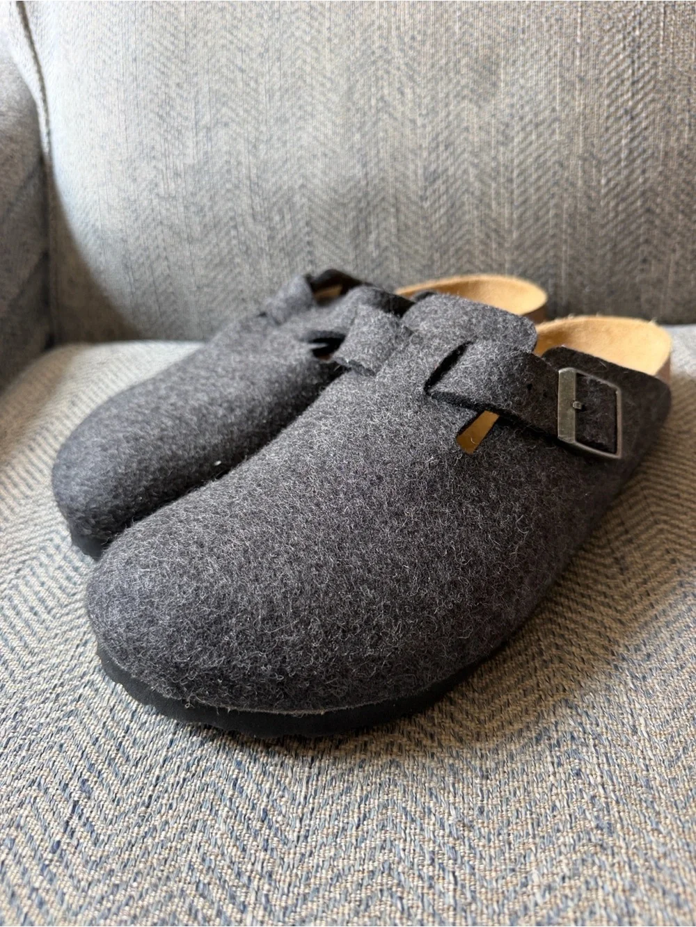 Birkenstock Boston Men’s Anthracite Wool Felt Clogs Size Eu 43/US 10